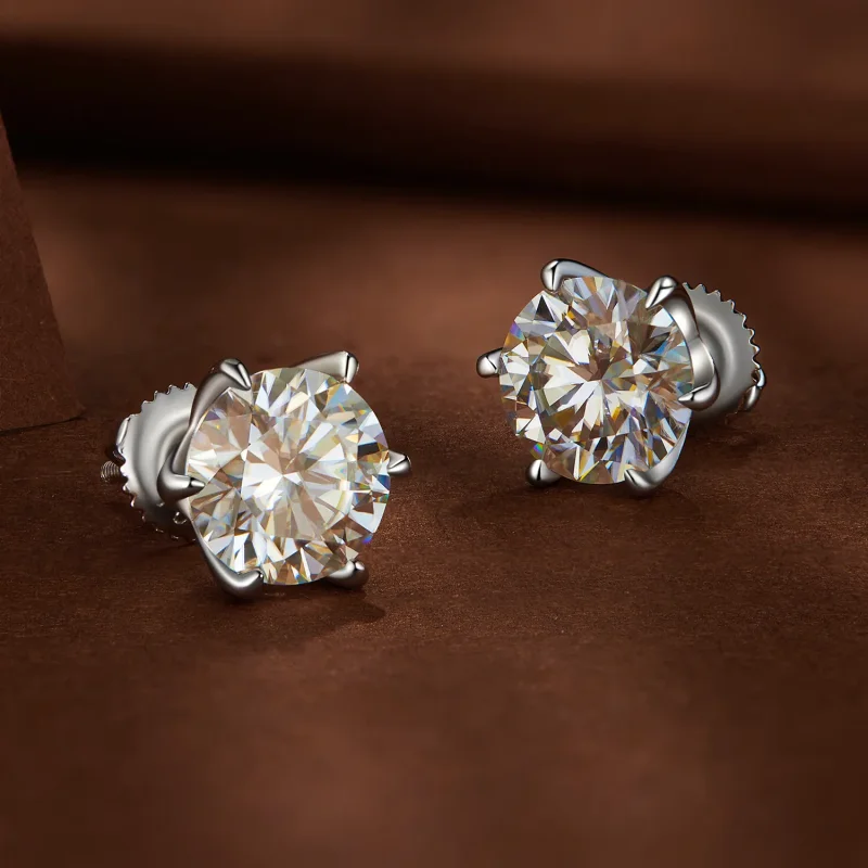 (immagine per) Orecchini con perno in stile Pandora con Moissanite da 2 carati - MSE021-L - Visualizza 3