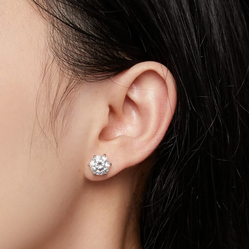 (immagine per) Orecchini con perno in stile Pandora con Moissanite da 2 carati - MSE021-L - Visualizza 4