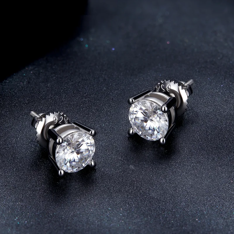 (immagine per) Pandora Stile Orecchini a Perno con Moissanite da un Carato a Quattro Graffe - M - Visualizza 4