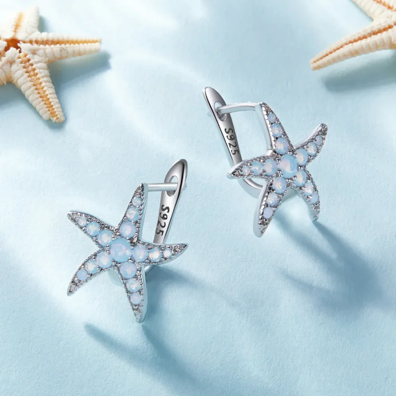 (immagine per) Pandora Style Starfish Hoops Earrings - BSE840 - Visualizza 2