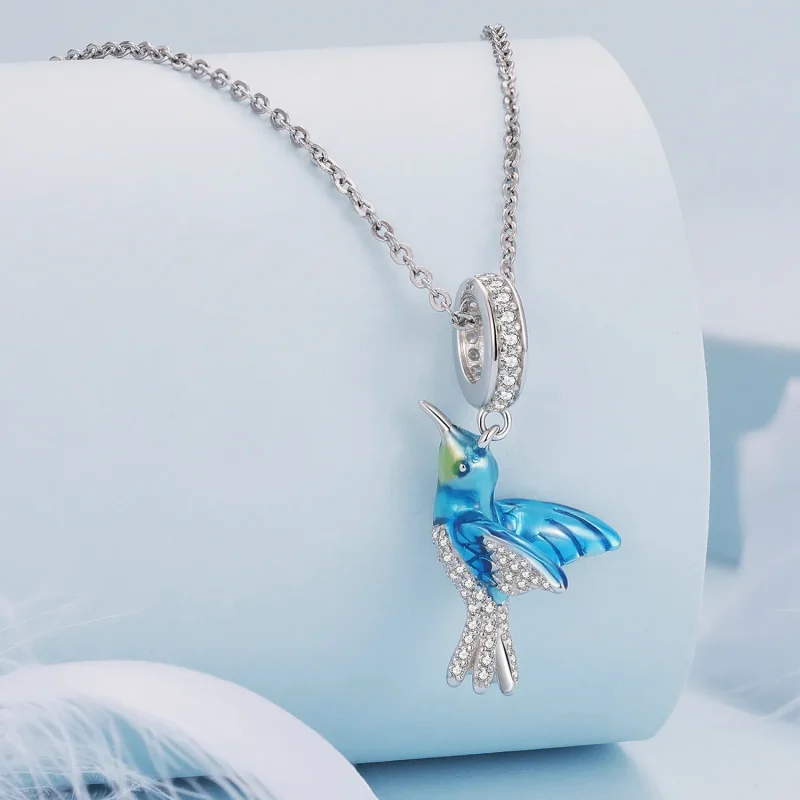 (immagine per) Pendente Charm dallo stile Pandora, delicato e raffigurante un Martin Pescatore - Visualizza 2