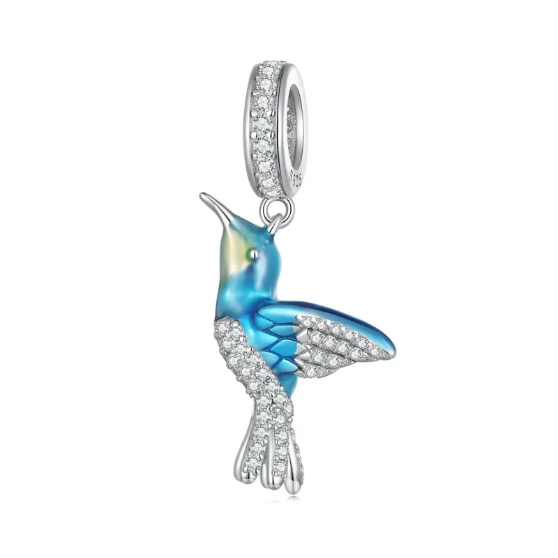 (immagine per) Pendente Charm dallo stile Pandora, delicato e raffigurante un Martin Pescatore - BSC858