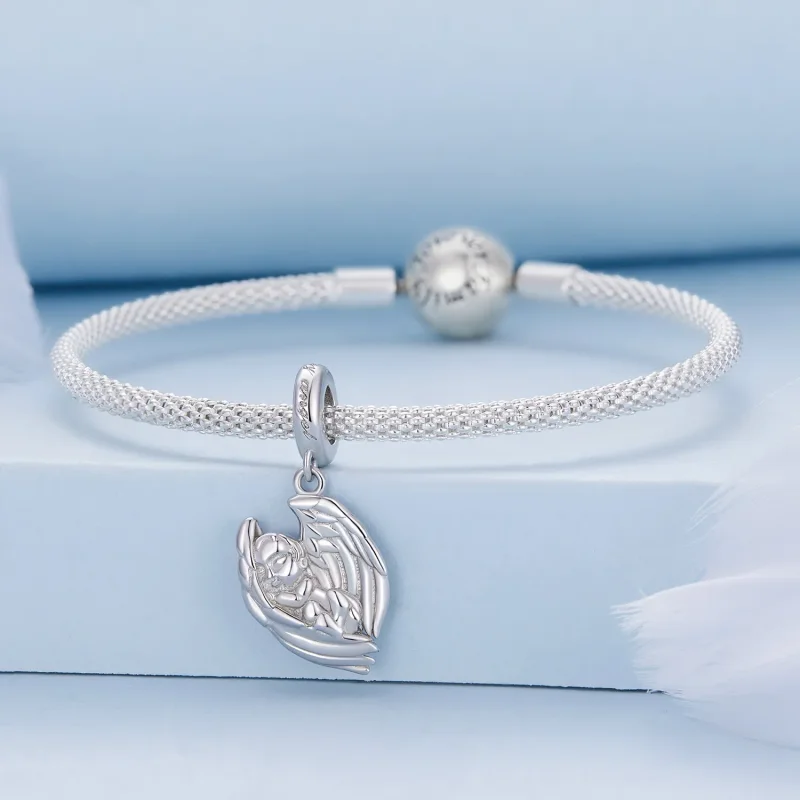 (immagine per) Pendente di Charm a forma di angelo bambino stile Pandora - BSC851 - Visualizza 3