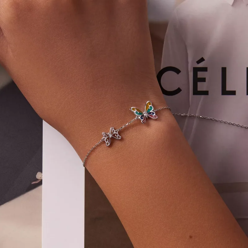 (immagine per) Bracciale tipo Pandora Farfalla Brillante - SCB228 - Visualizza 5