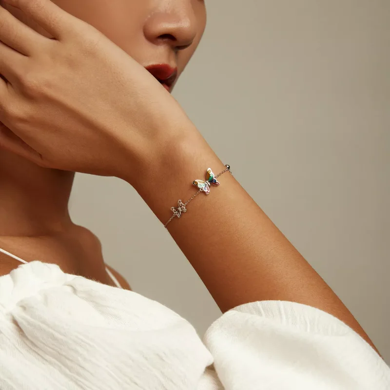 (immagine per) Bracciale tipo Pandora Farfalla Brillante - SCB228 - Visualizza 7