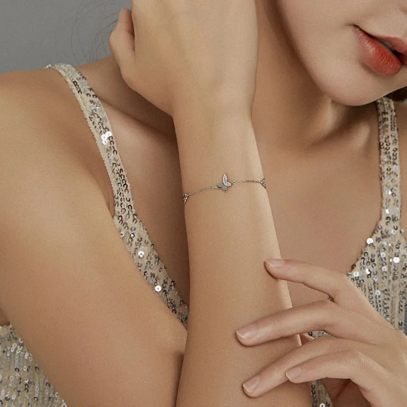 (immagine per) Bracciale tipo Pandora Farfalle Circondate - SCB197 - Visualizza 5