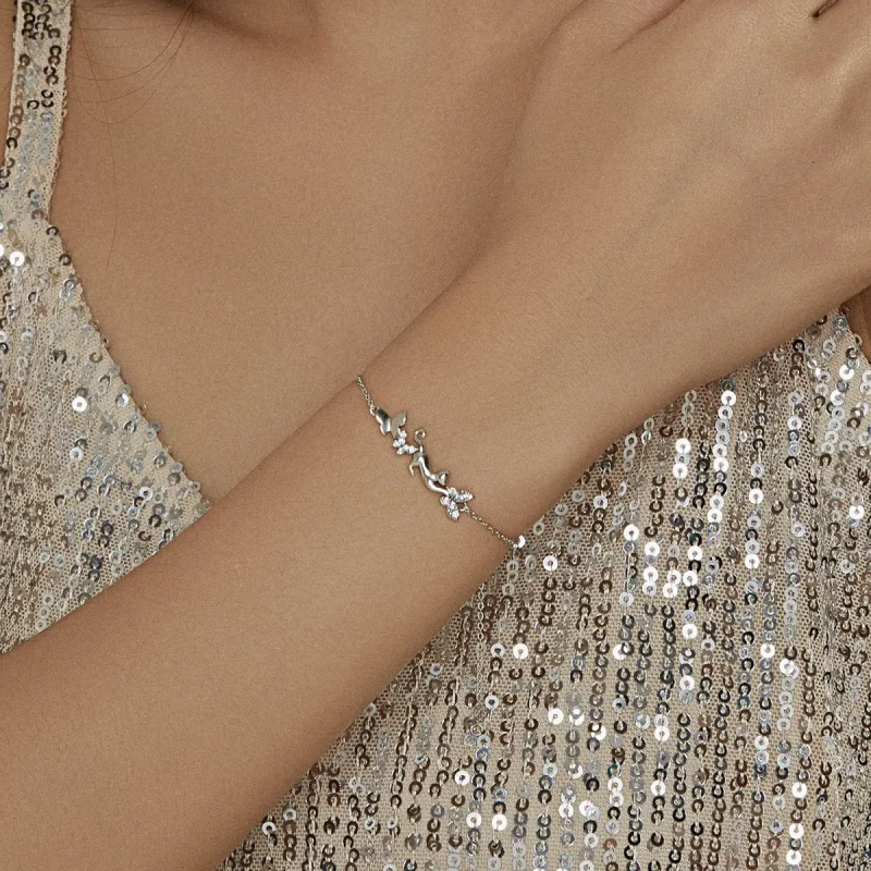 (immagine per) Bracciale tipo Pandora Gatto e farfalle - SCB195 - Visualizza 6