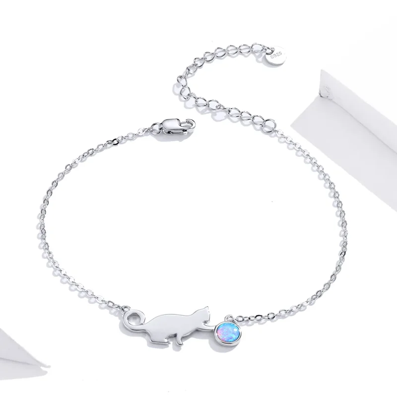 (immagine per) Bracciale tipo Pandora Gatto opale - SCB175 - Visualizza 2