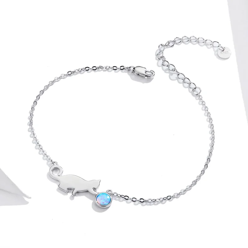 (immagine per) Bracciale tipo Pandora Gatto opale - SCB175 - Visualizza 3
