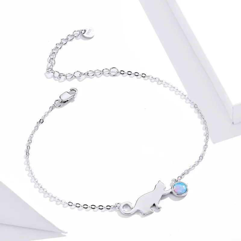(immagine per) Bracciale tipo Pandora Gatto opale - SCB175 - Visualizza 4