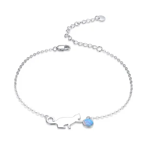 Bracciale tipo Pandora Gatto opale - SCB175 (immagine per) Bracciale tipo Pandora Gatto opale - SCB175