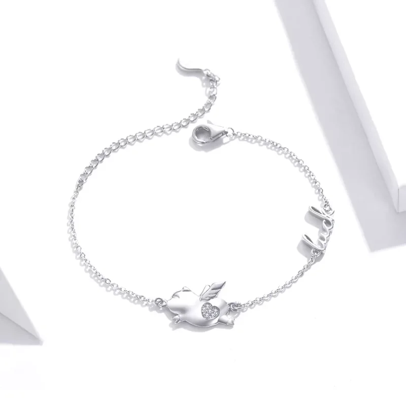 (immagine per) Bracciale tipo Pandora Maialino Volante - BSB022 - Visualizza 2