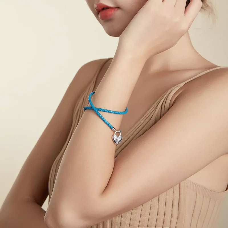 (immagine per) Bracciali in pelle tipo Pandora Blocco del cuore - SCB200 - Visualizza 8