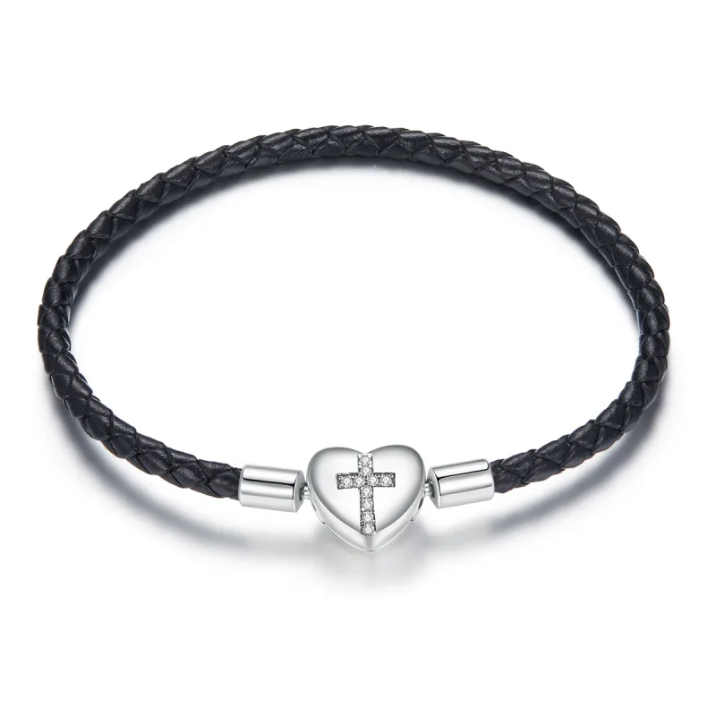 (immagine per) Bracciali in pelle tipo Pandora Croce moderna - SCB205