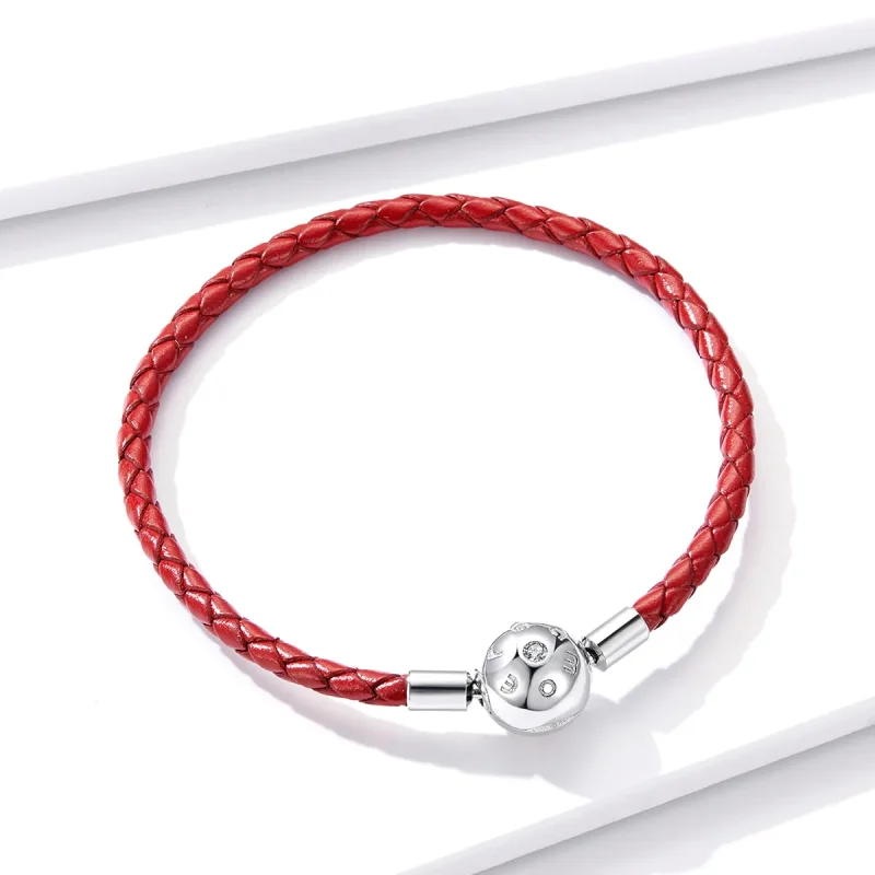 (immagine per) Bracciali in pelle tipo Pandora Pelle Rossa - BSB042 - Visualizza 2
