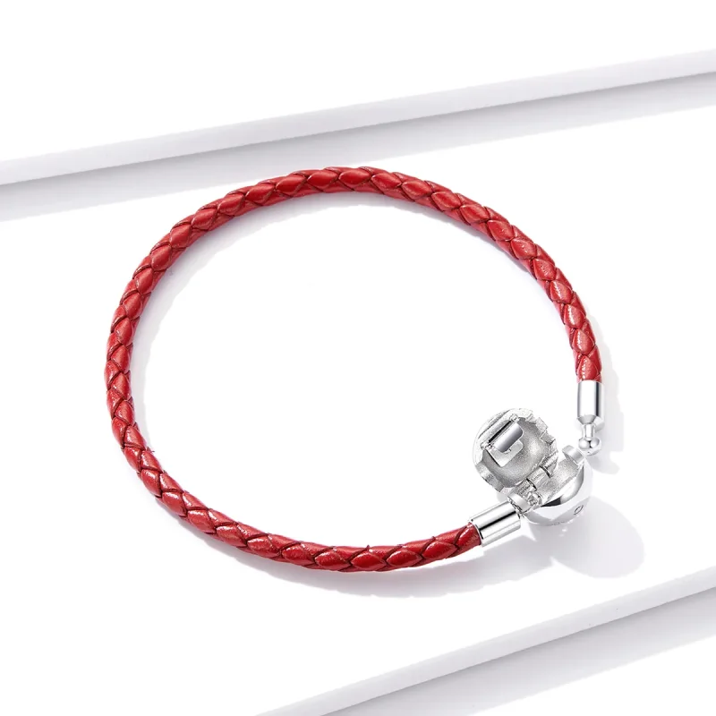 (immagine per) Bracciali in pelle tipo Pandora Pelle Rossa - BSB042 - Visualizza 4