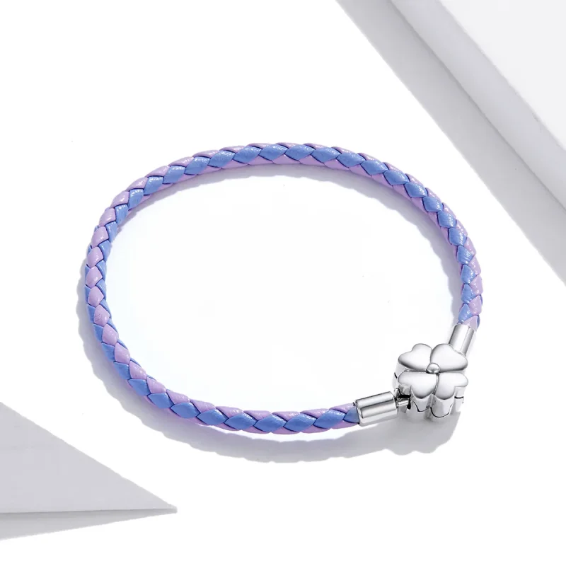 (immagine per) Bracciali in pelle tipo Pandora Trifoglio fortunato - SCB214 - Visualizza 2