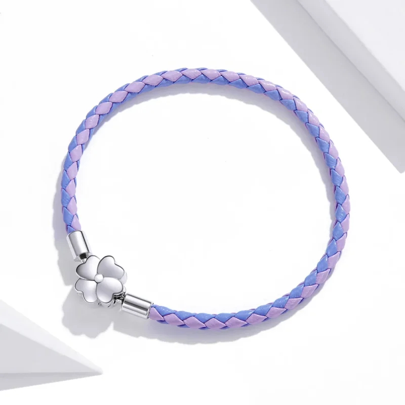 (immagine per) Bracciali in pelle tipo Pandora Trifoglio fortunato - SCB214 - Visualizza 3