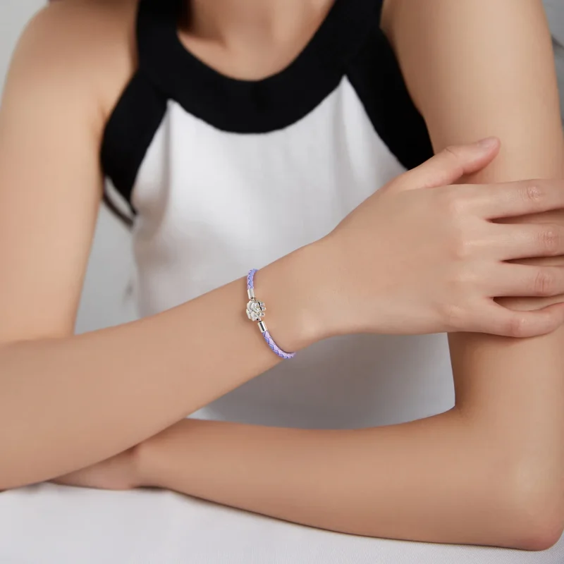 (immagine per) Bracciali in pelle tipo Pandora Trifoglio fortunato - SCB214 - Visualizza 5