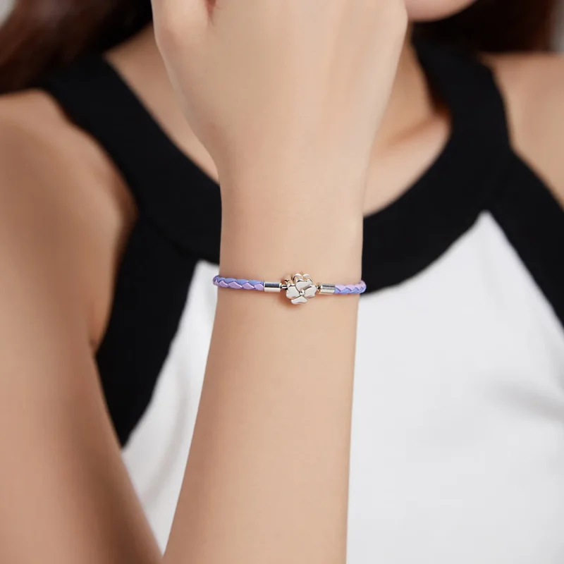 (immagine per) Bracciali in pelle tipo Pandora Trifoglio fortunato - SCB214 - Visualizza 6