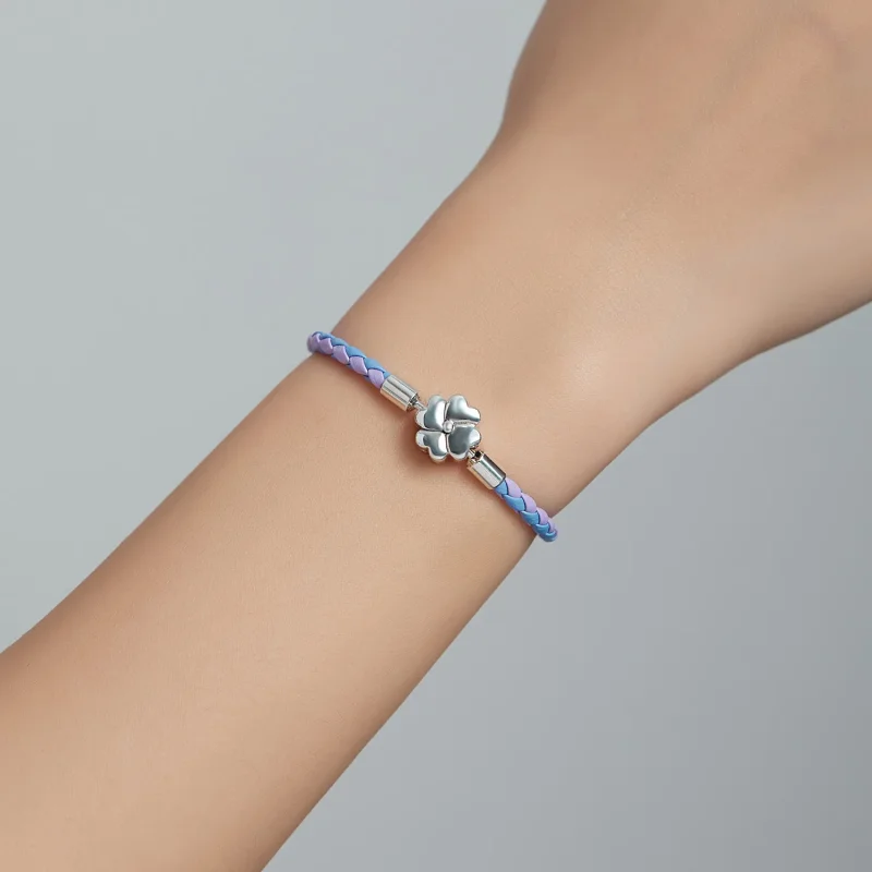 (immagine per) Bracciali in pelle tipo Pandora Trifoglio fortunato - SCB214 - Visualizza 7