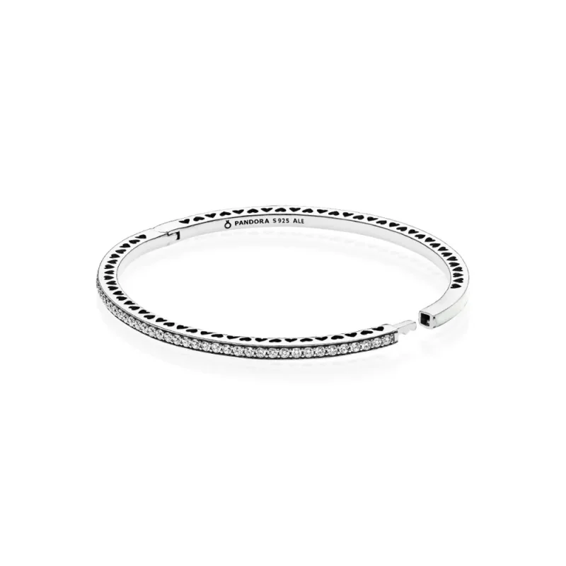 (immagine per) Bracciale Rigido Bianco PANDORA con Cuori radiosi 590537EN23 - Visualizza 2