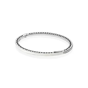 (immagine per) Bracciale Rigido Bianco PANDORA con Cuori radiosi 590537EN23