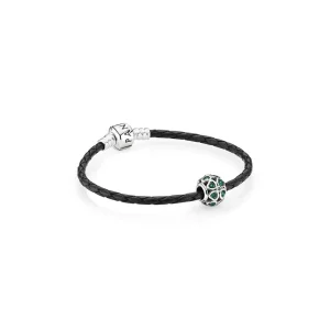 (immagine per) Bracciale in pelle PANDORA nera con ciondolo Charm