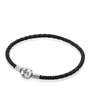 (immagine per) Bracciale in Pelle Intrecciata Nera, Giro Singolo - Pandora IT