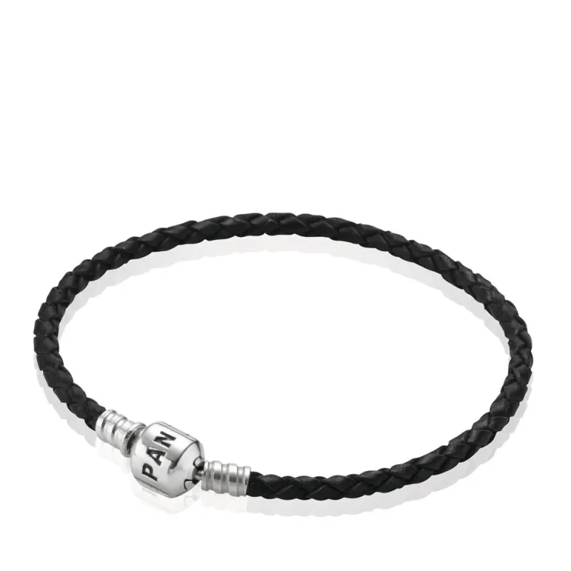 (immagine per) Bracciale in Pelle Intrecciata Nera, Giro Singolo - Pandora IT
