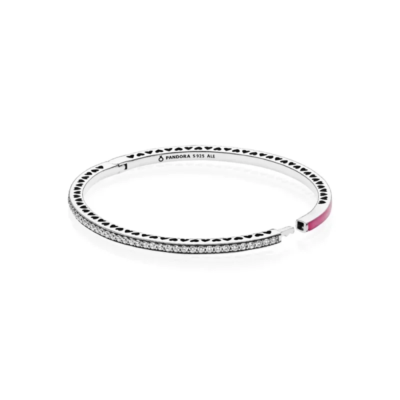 (immagine per) Bracciale Rigido PANDORA in argento zirconia cubica e smalto color orchidea, 590 - Visualizza 2