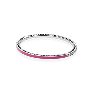(immagine per) Bracciale Rigido PANDORA in argento zirconia cubica e smalto color orchidea, 590537EN69