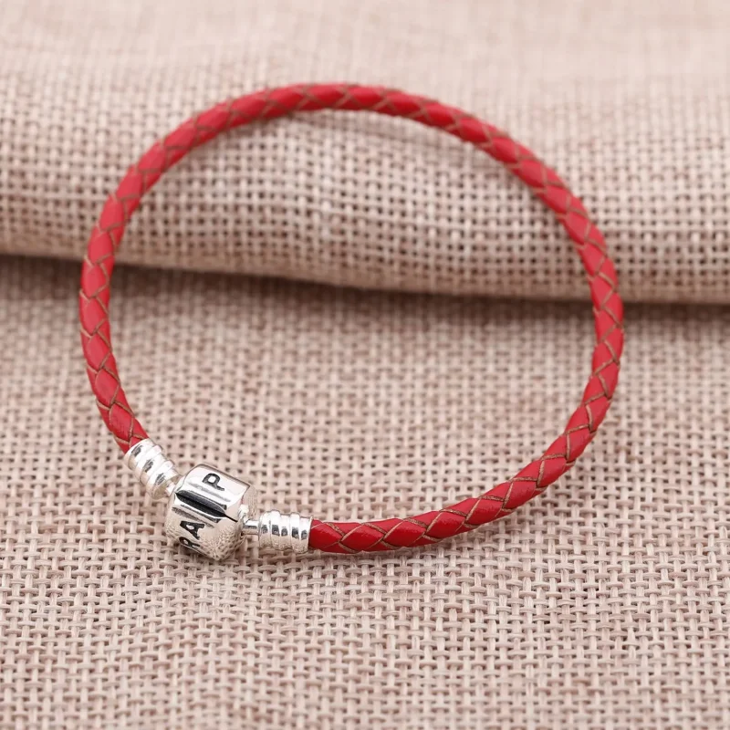 (immagine per) Bracciale in Pelle PANDORA intrecciata Rosso - Visualizza 2