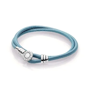(immagine per) Bracciale in pelle PANDORA giro doppio, Color Turchese
