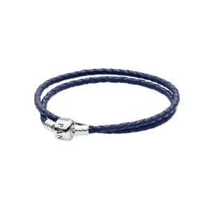 (immagine per) Bracciale in Pelle Intrecciata Blu, Giro Doppio - Pandora IT