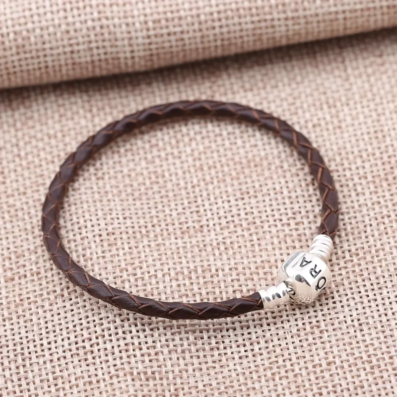 (immagine per) Bracciale in Pelle PANDORA intrecciata Marrone - Visualizza 2