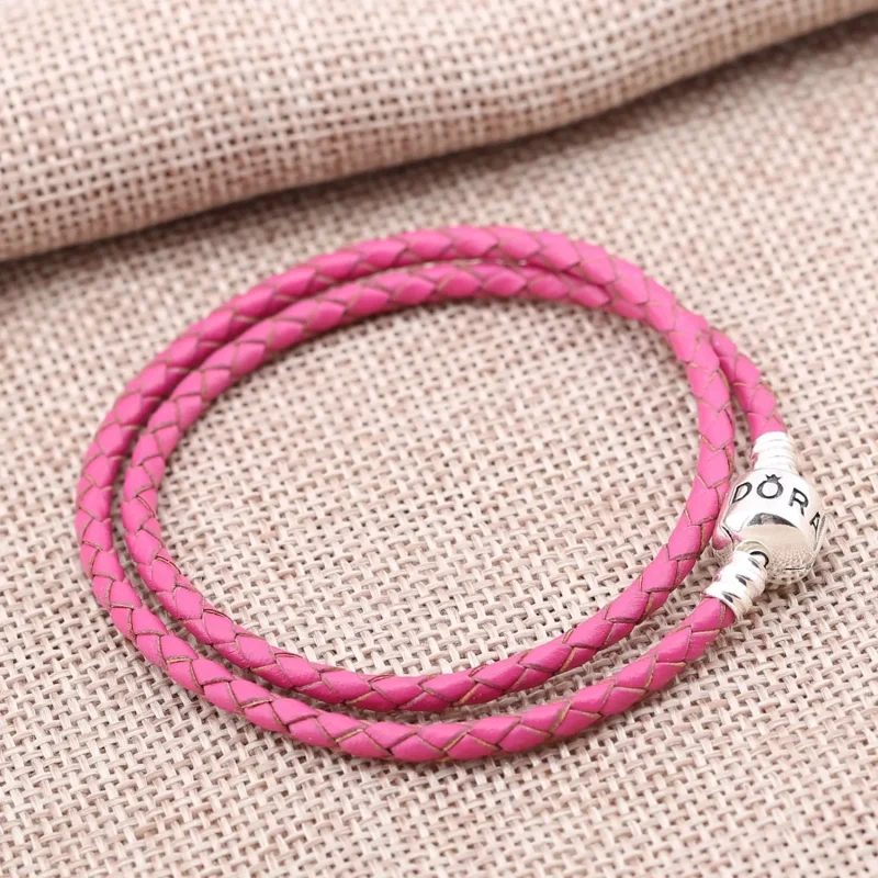 (immagine per) Bracciale in Pelle PANDORA intrecciata Rosa, Giro Doppio - Visualizza 2