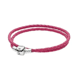 (immagine per) Bracciale in Pelle PANDORA intrecciata Rosa, Giro Doppio
