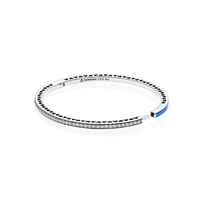 (immagine per) Bracciale Rigido PANDORA in argento zirconia cubica e smalto blu, 590537EN82 - Visualizza 2