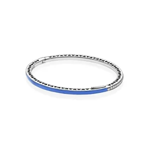 (immagine per) Bracciale Rigido PANDORA in argento zirconia cubica e smalto blu, 590537EN82