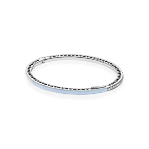 (immagine per) Bracciale Rigido PANDORA in argento zirconia cubica e smalto celeste, 590537EN131