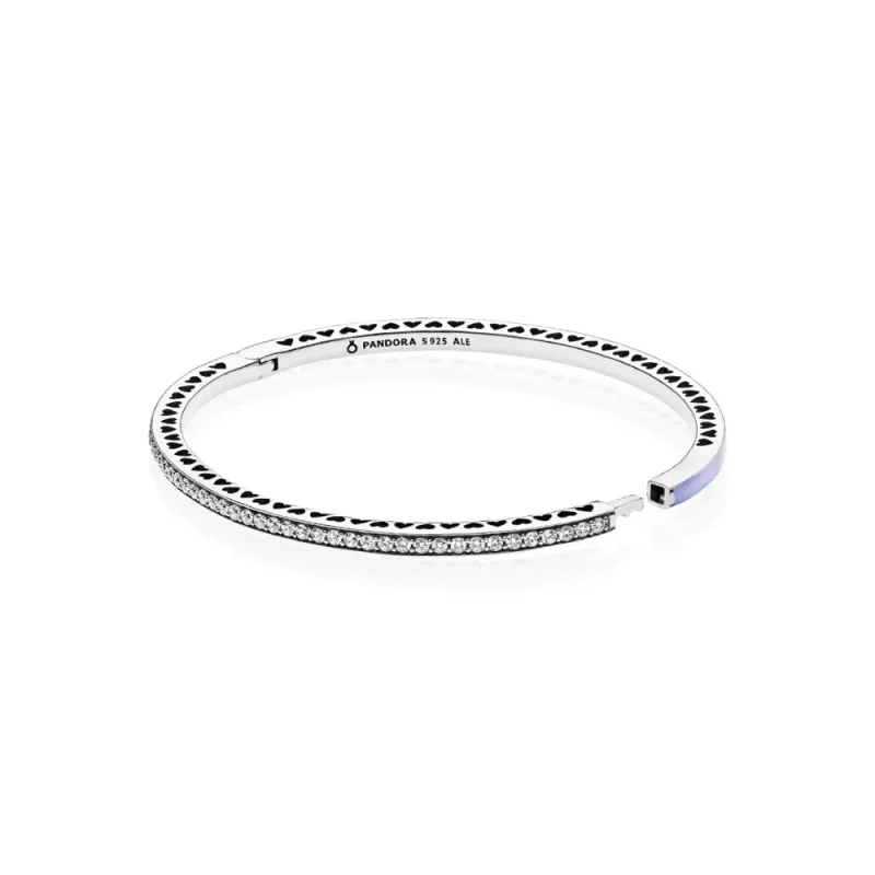 (immagine per) Bracciale Rigido PANDORA in argento zirconia cubica e smalto color lavanda, 5905 - Visualizza 2