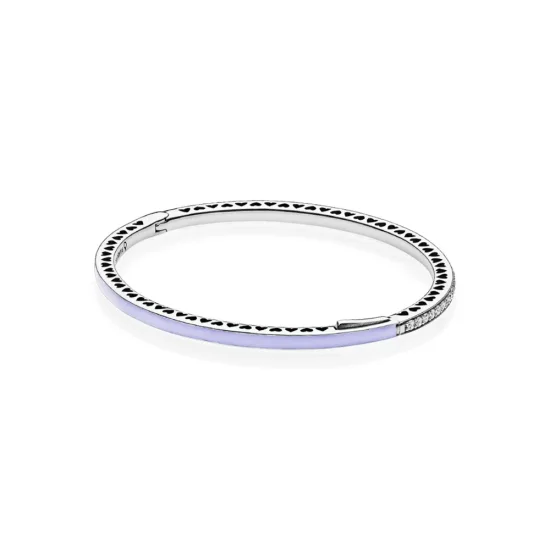 (immagine per) Bracciale Rigido PANDORA in argento zirconia cubica e smalto color lavanda, 590537EN66