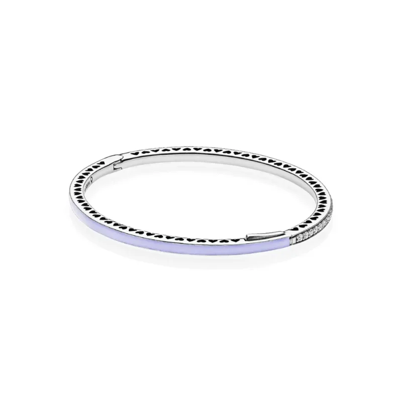 (immagine per) Bracciale Rigido PANDORA in argento zirconia cubica e smalto color lavanda, 590537EN66