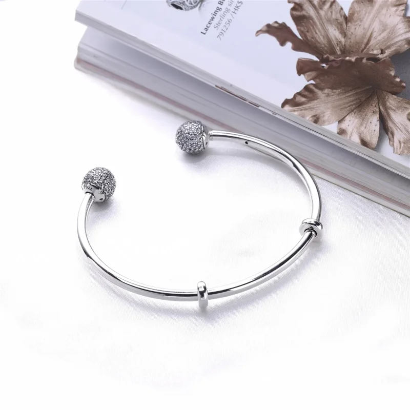 (immagine per) Bracciale Rigido PANDORA Aperto in Argento con Distanziatori 596438CZ - Visualizza 4
