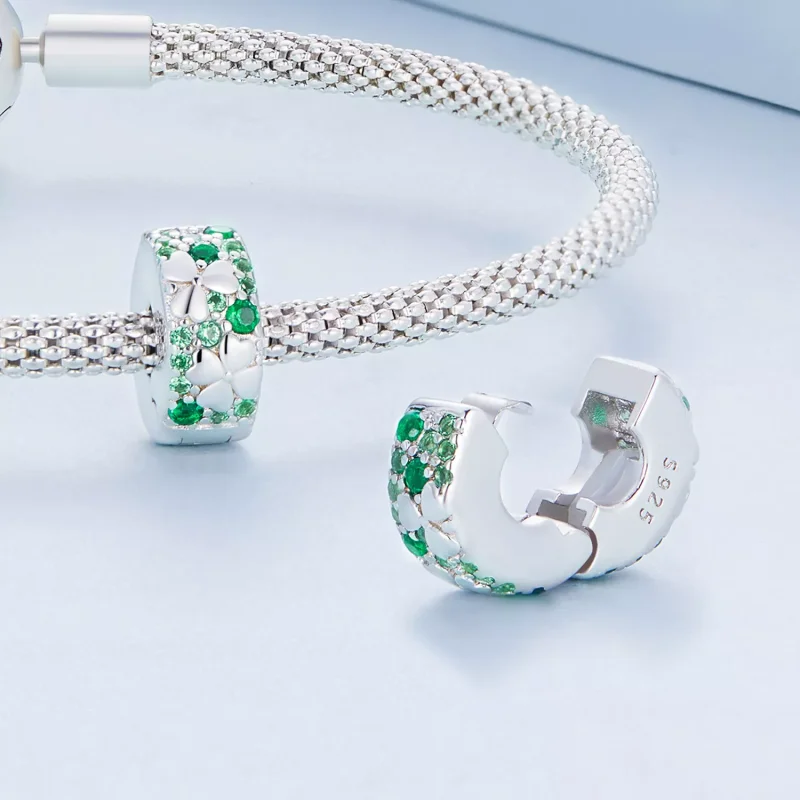 (immagine per) Charm Clip tipo Pandora Quadrifoglio - BSC678 - Visualizza 4