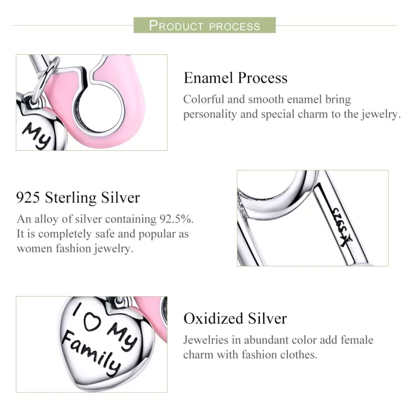 (immagine per) Charm Pendente tipo Pandora Amo la mia famiglia - SCC1145 - Visualizza 4