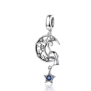 (immagine per) Charm Pendente tipo Pandora Gattino sulla luna - SCC1205