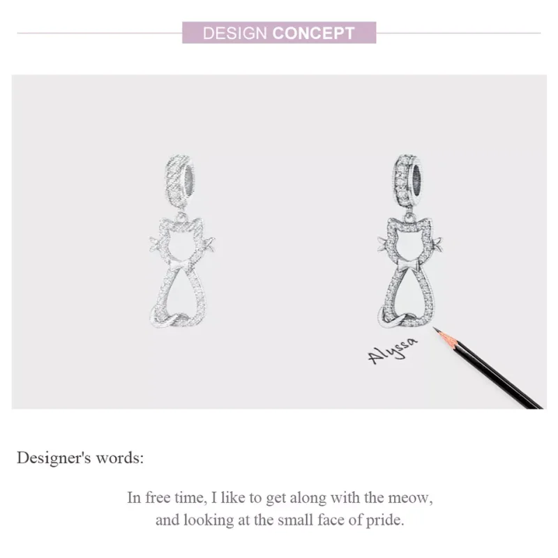 (immagine per) Charm Pendente tipo Pandora Gatto amorevole - SCC1162 - Visualizza 5