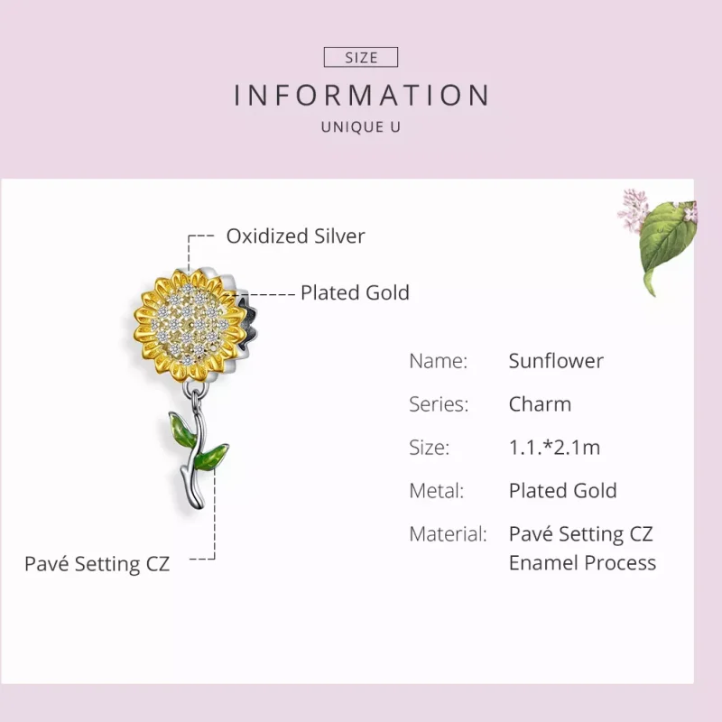 (immagine per) Charm Pendente tipo Pandora Girasole - SCC1211 - Visualizza 3